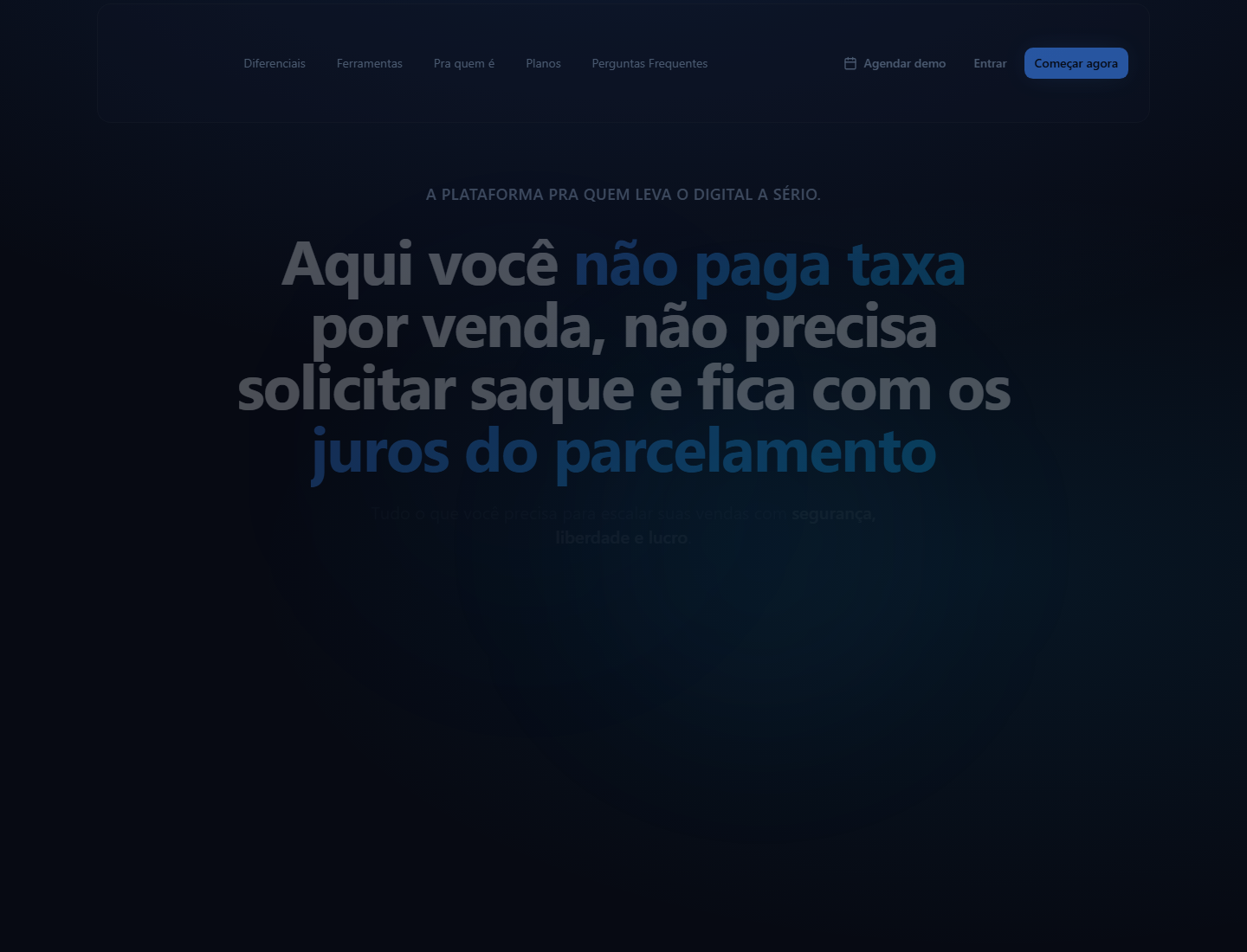 Screenshot da landing page Kavoo