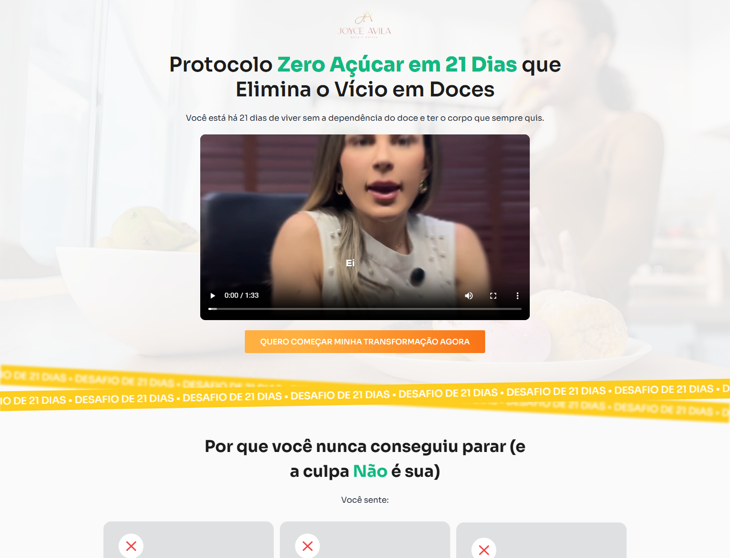 Screenshot da LP Zero Açúcar em 21 Dias
